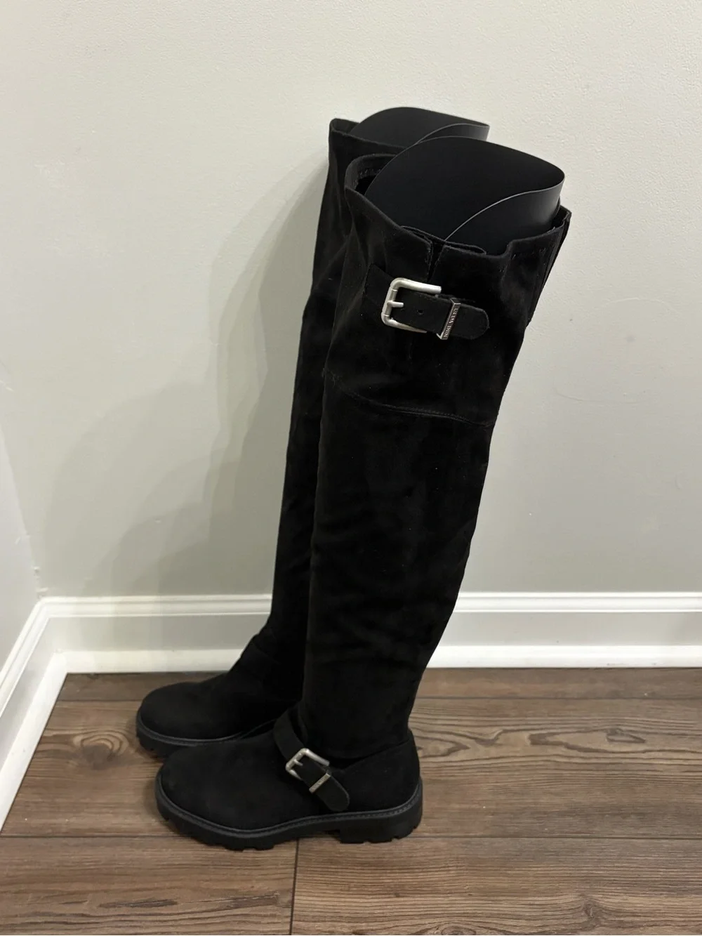 Nine West Black Over-the-Knee Buckle Suede Boots New without Box